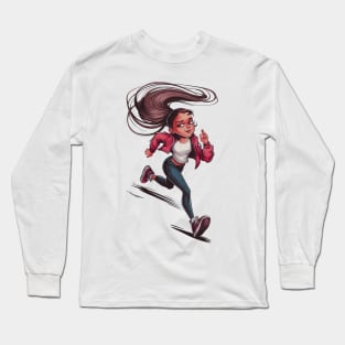 Running Girl Perspective Shot Long Sleeve T-Shirt